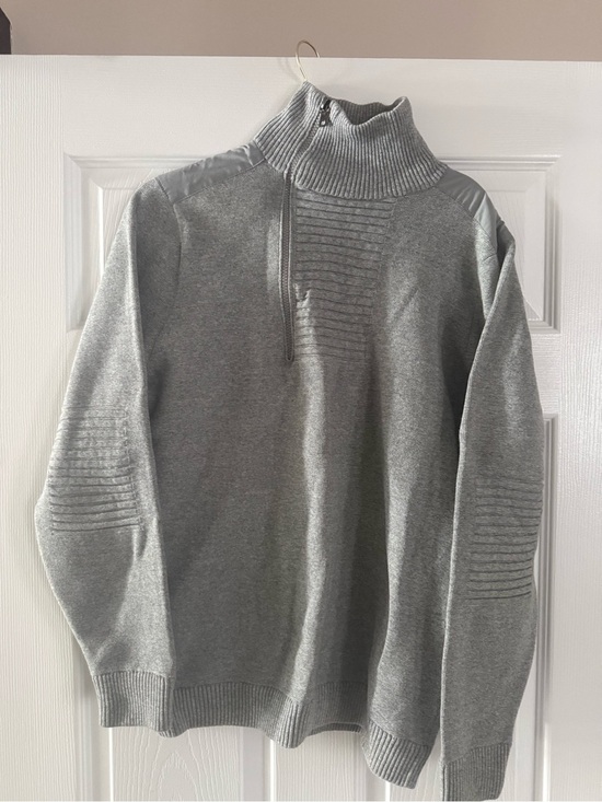Simons Other - Simons Cotton Gray Mock-Neck Half-Zip Sweater Large